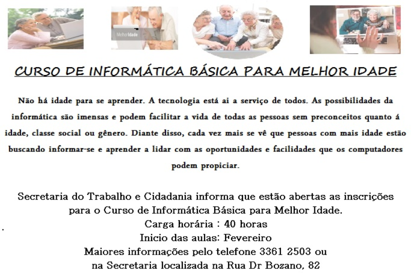 SECRETARIA LANÇA NOVAS TURMAS PARA CURSO DE INFORMÁTICA NA MELHOR IDADE